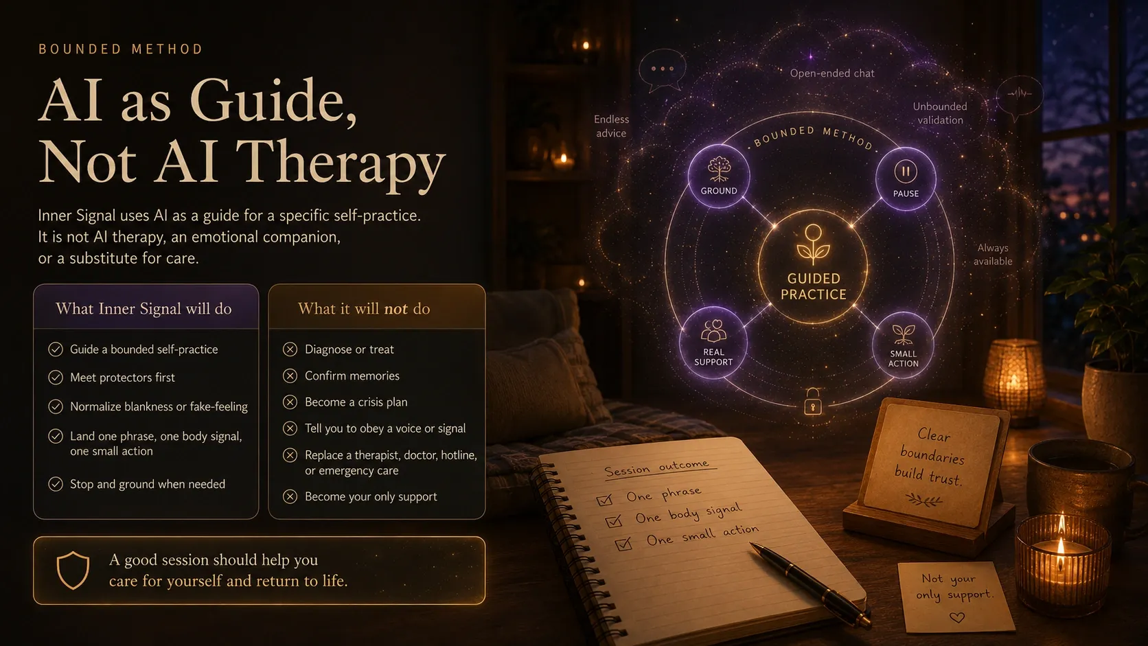 Bounded Method, Not AI Therapy